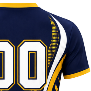 Manufacturer Custom Navy Blue Yellow Sublimated Volleyball Jersey Short Sleeve Athletic Team Sports Shirt Match Game Apparel - Product Image 4