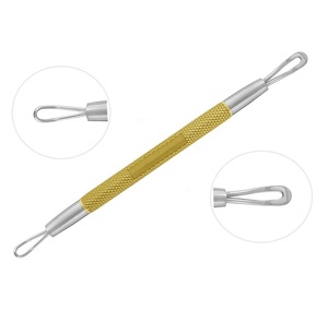 Extractor de Puntos Negros y Espinillas de Acero Inoxidable Natural, Herramienta 2 en 1, Chapado en Oro, para Eliminar Acné - Product Image 2