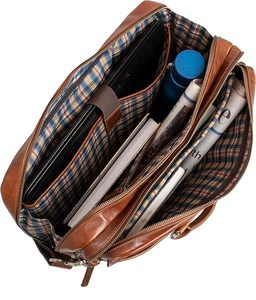 Maletín para Portátil de Cuero Genuino Marrón Clásico de la Mejor Calidad, con Correa para el Hombro, Bolsa de Viaje Resistente para Negocios, de la India - Product Image 3
