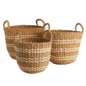 Kitchen Storage Baskets Home Storage & Organization Natural Jute Baskets and Bins Set of 2 Durable Quality Natural Buckets Set - Product Image 1