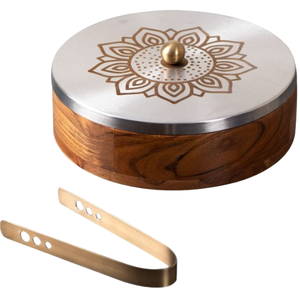 Boîte de rangement traditionnelle pour chapati, roti dabba, pour la cuisine, le rangement, les cadeaux, boîte à roti en bois faite à la main avec couvercle - Product Image 3