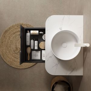 14\" White <b>Round</b> Vessel Ceramic <b>Basin</b> Bathroom Sink Faucet-Not Included No Cabinet - Product Image 6