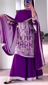 Designer Bollywood Party Wear Suit Indien Pakistanais Top Sharara Plazzo Dupatta pour les mariages et occasions spéciales - Product Image 4