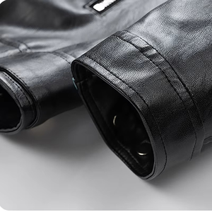 Veste en cuir pour homme de haute qualité, personnalisée, imperméable, séchage rapide, fermeture éclair, coque en coton, style bomber décontracté pour l'hiver, style motard - Product Image 5