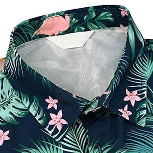 เสื้อเชิ้ตผู้ชาย OEM ผ้ากำมะหยี่ลายฮาวาย แขนสั้น ติดกระดุม เหมาะสำหรับใส่ไปเที่ยวทะเล ลายพิมพ์ทรอปิคอลสไตล์ฮาวาย ใส่สบายๆ ในวันหยุด - Product Image 4