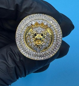 Anillo Hip Hop con Cabeza de León con Incrustaciones de Moissanita en Plata 925, Chapado en Oro Amarillo de 14K, Joyería Brillante para Hombre - Product Image 2