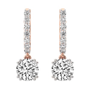 Clásicos y Elegantes Pendientes Colgantes de Oro Sólido de 14k/18k con Diamantes de Laboratorio de Moda con Engaste de Puntas Divididas, Calidad VS1, Joyería para Mujer - Product Image 5