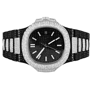 Reloj de Lujo para Hombre, de Acero Inoxidable, con Esfera Analógica, Movimiento ETA, Diseño Icy con Diamantes Moissanite, Deportivo, de Moda, de Cuarzo - Product Image 3