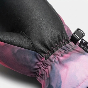 Mitaines de ski d'hiver unisexes personnalisées en polyester thermique isolant avec impression par sublimation rose et noir - Product Image 5