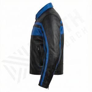 Veste en cuir pour homme NAI-0477B, style motard, vêtement de moto, équipement de conduite, couleur personnalisable, vente en gros. - Product Image 3