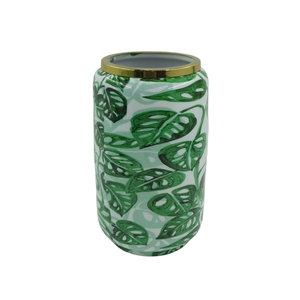 Metal Iron <b>Flower</b> Vase With Leaves <b>Sticker</b> Enamil Green Colour American Style Table Top Vase for Home Decor and Centrepiece - Product Image 1