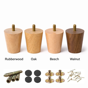 Pieds de canapé en bois massif de qualité supérieure, design traditionnel, forme trapézoïdale, avec vis métalliques, type de bois personnalisé, directement de l'usine - Product Image 5