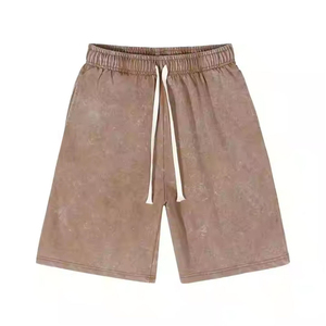Ensemble 2 pièces d'été pour homme style urbain : T-shirt vintage délavé respirant avec logo personnalisé en polyester/coton épais et short - Product Image 3