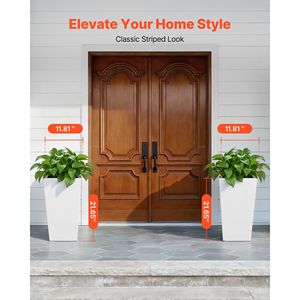 Set di 2 Vasi da Esterno/Interno Alti 22 Pollici, Moderni Vasi in Plastica con Base Rialzata per Esposizione su Portico Anteriore - Product Image 3