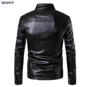 เสื้อแจ็คเก็ตหนัง PU แบบมีซิปปิด คอปกพับได้ กระเป๋าหลายช่อง ทรงเข้ารูป สไตล์นักขี่มอเตอร์ไซค์ เหมาะสำหรับใส่ในฤดูใบไม้ร่วง - Product Image 3
