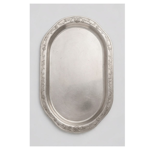 Elegant Handmade Eco-friendly Polished Metal Serving <b>Tray</b> with Ornate Edge Design for Residential Use - Product Image 5