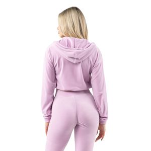 Sudadera con capucha corta rosa bebé para mujer, con cremallera completa, manga larga, suave, informal, para gimnasio, entrenamiento, ropa deportiva, ligera, para uso diario - Product Image 6