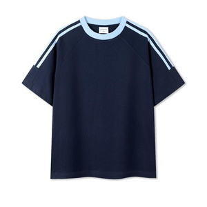 T-shirt décontracté pour homme 100 % coton, coupe ample, épaules tombantes, manches longues, col rond, couleur unie, respirant, tissu 220g - Product Image 5