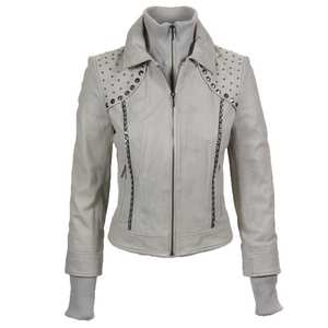 Chaqueta de Cuero Genuino Personalizada de la Mejor Calidad para Mujer, Estilo Invernal de Manga Larga, Último Lanzamiento, Chaqueta con Tachuelas para Mujer - Product Image 6