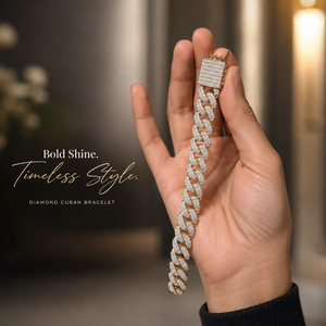 Diamond Cuban Bracelet | Lab Grown Diamond 10KT Yellow Gold <b>Iced</b> <b>Out</b> Cuban Link <b>Chain</b> | Men's Jewelry Fine Diamond Bracelet - Product Image 2