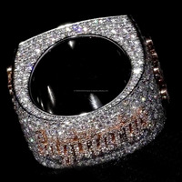 Bague de pinky pour homme en argent sterling 925 plaqué rhodium, sertie de moissanite baguette et de diamants, avec lettre X personnalisée, monture pavée en grappe