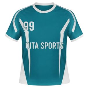 เสื้อแฮนด์บอลชาย สีเขียวอมฟ้า ขาว พิมพ์ลายแบบ Sublimation แขนสั้น โพลีเอสเตอร์ เสื้อกีฬา ชุดทีม ชุดแข่งขัน ชุดฝึกซ้อม เสื้อผ้ากีฬา - Product Image 1