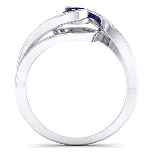 Bague en or massif 14K 18K avec saphir bleu taille ronde 0,5 carat et moissanite, bijoux minimalistes, prix de gros usine REYES - Product Image 4