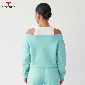 Sudadera Deportiva Personalizada con Logotipo para Mujer, Nuevo Diseño con Hombros Caídos, Cuello Redondo y Manga Larga para Otoño e Invierno, Estampada - Product Image 3