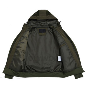Men's Olive Green Hooded Puffer <b>Jacket</b> Windproof Quilted Zip-Up Casual Winter Coat Regular Fit Polyester <b>Fleece</b> <b>Lining</b> <b>Jacket</b> - Product Image 6
