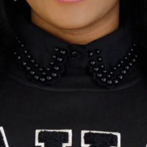Black <b>Silver</b> Soror Chenille Sweatshirt for Women Long Sleeve Crew Neck Fleece Casual Pullover Embroidered Fashion Apparel <b>Top</b> - Product Image 5