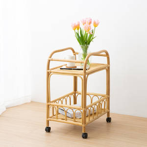 Carrito de comida móvil de ratán ecológico con diseño tejido, la mejor opción de carritos para usos múltiples. - Product Image 4