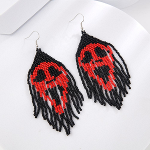 Pendientes de Calavera Fantasma de Moda para Halloween, Pendientes Colgantes de Calavera con Cuentas de Calabaza Hechos a Mano, Joyería de Fiesta para Mujer - Product Image 5