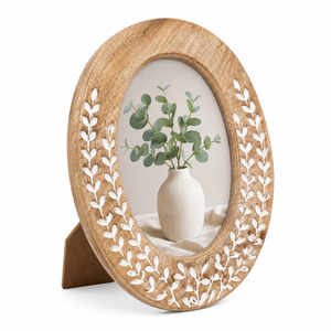Advantageous Design Oval Wooden Photo <b>Frame</b> with White Inlay Wholesale Mango Wood <b>Picture</b> <b>Frame</b> for Tabletop Home Decor - Product Image 1