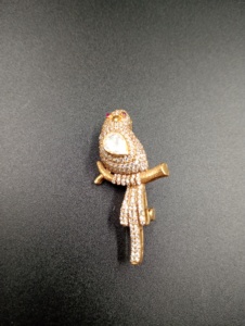 Broche d'oiseau de luxe en argent 925 avec diamant, sertissage pavé, pierre centrale taille cœur, bijou fin en forme d'animal, fait main, cadeau de mariage - Product Image 2