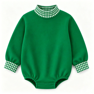 Conjunto de Ropa de Una Pieza para Bebés e Infantes, Primavera-Otoño, con Cuello Alto, Sudadera Holgada Transpirable, Romper de Burbujas - Product Image 1