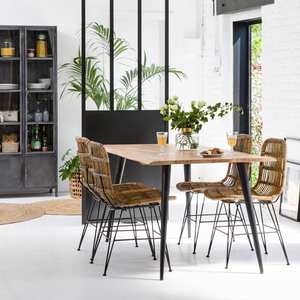 Table à manger Vandana Solace Arion en bois d'acacia avec pieds en forme de boussole - Product Image 4