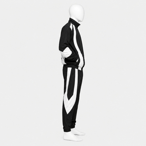 Conjunto Deportivo Personalizado en Blanco y Negro para Hombre, Chaqueta Deportiva con Cremallera Completa y Pantalones a Juego, Ropa Deportiva para Entrenamiento - Product Image 4