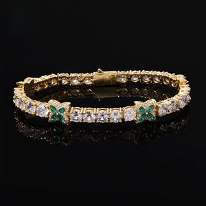 Collier tennis papillon en diamant de laboratoire, argent 925, léger, diamant certifié, émeraude verte, floral, bijoux de luxe pour femmes - Product Image 4