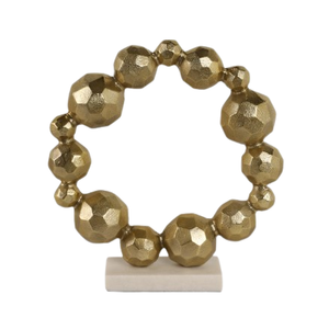 โต๊ะหน้าทองเหลืองหรูหรา สไตล์โมเดิร์น ฐานหินอ่อนสีขาวมั่นคง ใช้ตกแต่งกลางโต๊ะได้อย่างลงตัว - Product Image 3