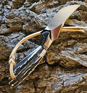 Couteau de camping en acier D2, lame à pointe tombante avec booster et manche en bois de cerf, étui en cuir, outil de survie en plein air - Product Image 2