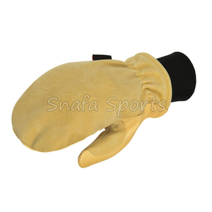 Unisex Yellow Leather Winter <b>Mittens</b> Thermal Insulated Pull-On Outdoor Riding <b>Gloves</b> - Product Image 2