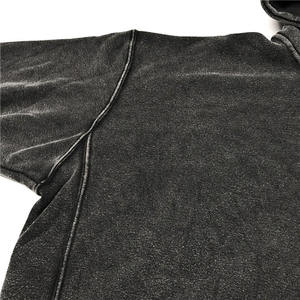 Custom <b>Men</b> Winter Beaded Heavyweight Vintage Wash <b>Hoodie</b> High Quality 100% Cotton Acid Wash Oversized <b>Black</b> Washed - Product Image 4