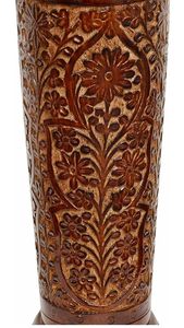Jarrón Redondo de Madera Art Deco Hecho a Mano con Incrustaciones Doradas, Recipiente Decorativo para Flores de Color Marrón para Decoración del Hogar, 4"-6" de Diámetro - Product Image 4