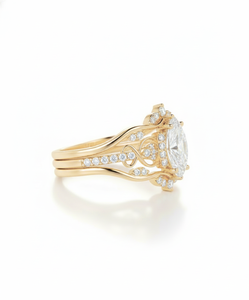 Wholesale Fine Ring Marquise Round Lab Grown Diamond Ring 14K 18K Solid Gold Vintage Engagement Ring Pave Set Bridal Jewelry - Product Image 2