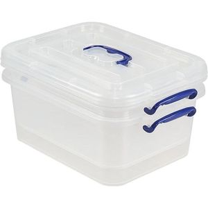 Morcte 8 L Clear <b>Plastic</b> <b>Storage</b> <b>Bin</b> with Handle 2-Pack Latching Boxes - Product Image 1