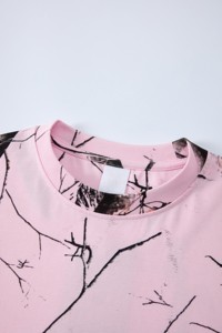 Camiseta de Manga Corta Oversize con Estampado de Camuflaje Rosa para Hombre, Informal, Transpirable, de Punto, con Cuello Redondo - Product Image 4