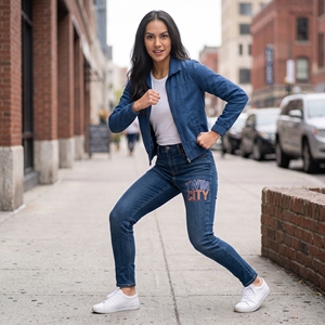 Jeans décontractés pour femmes de haute qualité, brodés, écologiques, coupe classique personnalisée, respirants, style simple pour l'hiver - Product Image 3