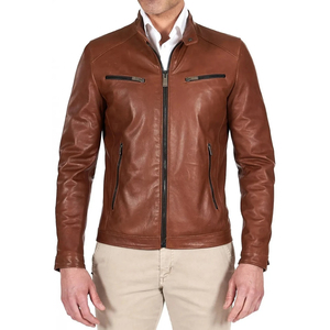 Best Selling Unique Design Cheap Price Leather <b>Jacket</b> for Men Stand Collar <b>Slim</b> <b>Fit</b> Stylish Winter Eco-Friendly Waterproof - Product Image 1