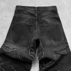 OEM/ODM Custom Men's Trend Manufacturer <b>Y2K</b> Hip Hop Streetwear Embroidery Baggy Jeans Washed Denim Casual <b>Pants</b> for Men - Product Image 5