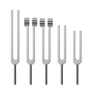 Diapasons de guérison en alliage d'aluminium lestés, lot de 5 (174 Hz, 417 Hz, 528 Hz, 136,1 Hz et 144 Hz) – Instruments de sonothérapie - Product Image 1
